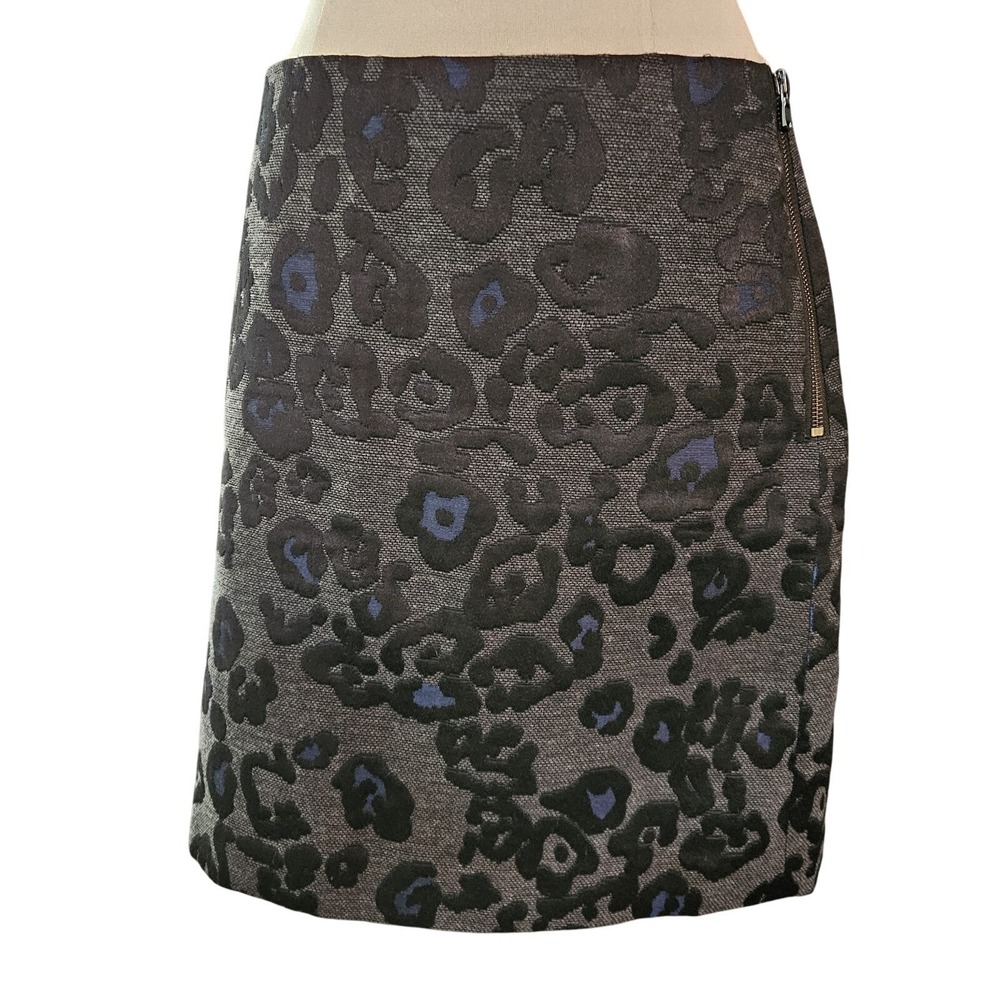 Ann Taylor‎ Leopard Jacquard Silk Wool Blend Skirt Women's Size 8